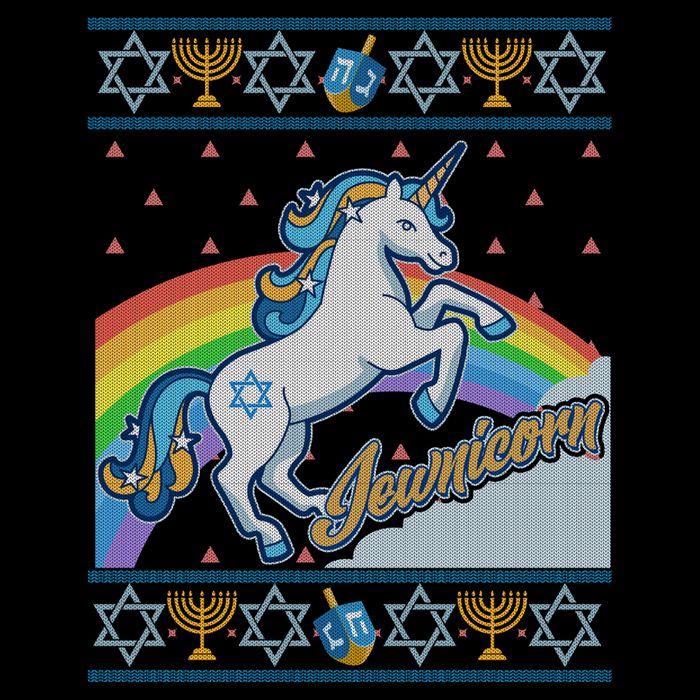 Funny Jewnicorn Unicorn Ugly Hanukkah Sweater Visor
