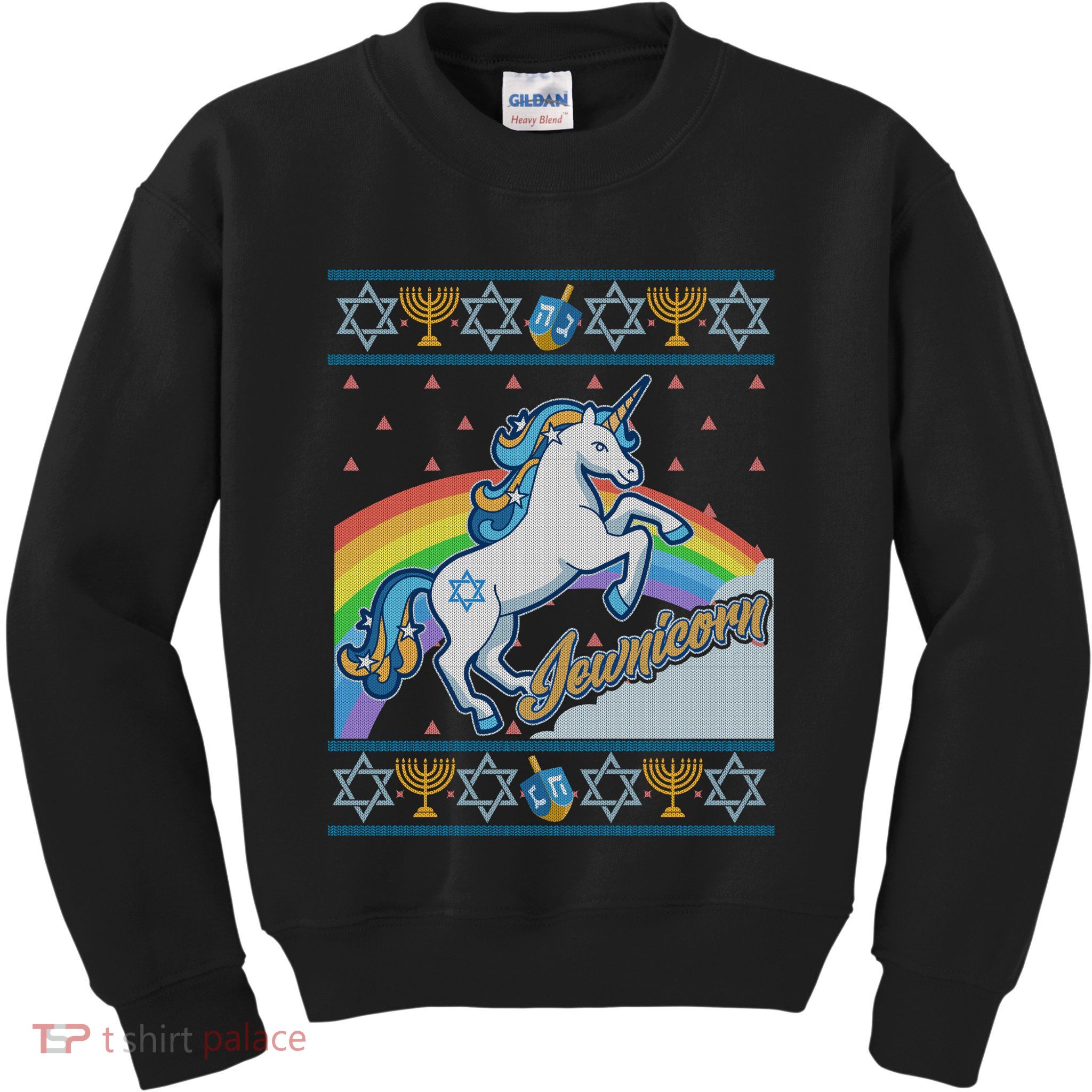 Funny Jewnicorn Unicorn Ugly Hanukkah Sweater Kids Sweatshirt