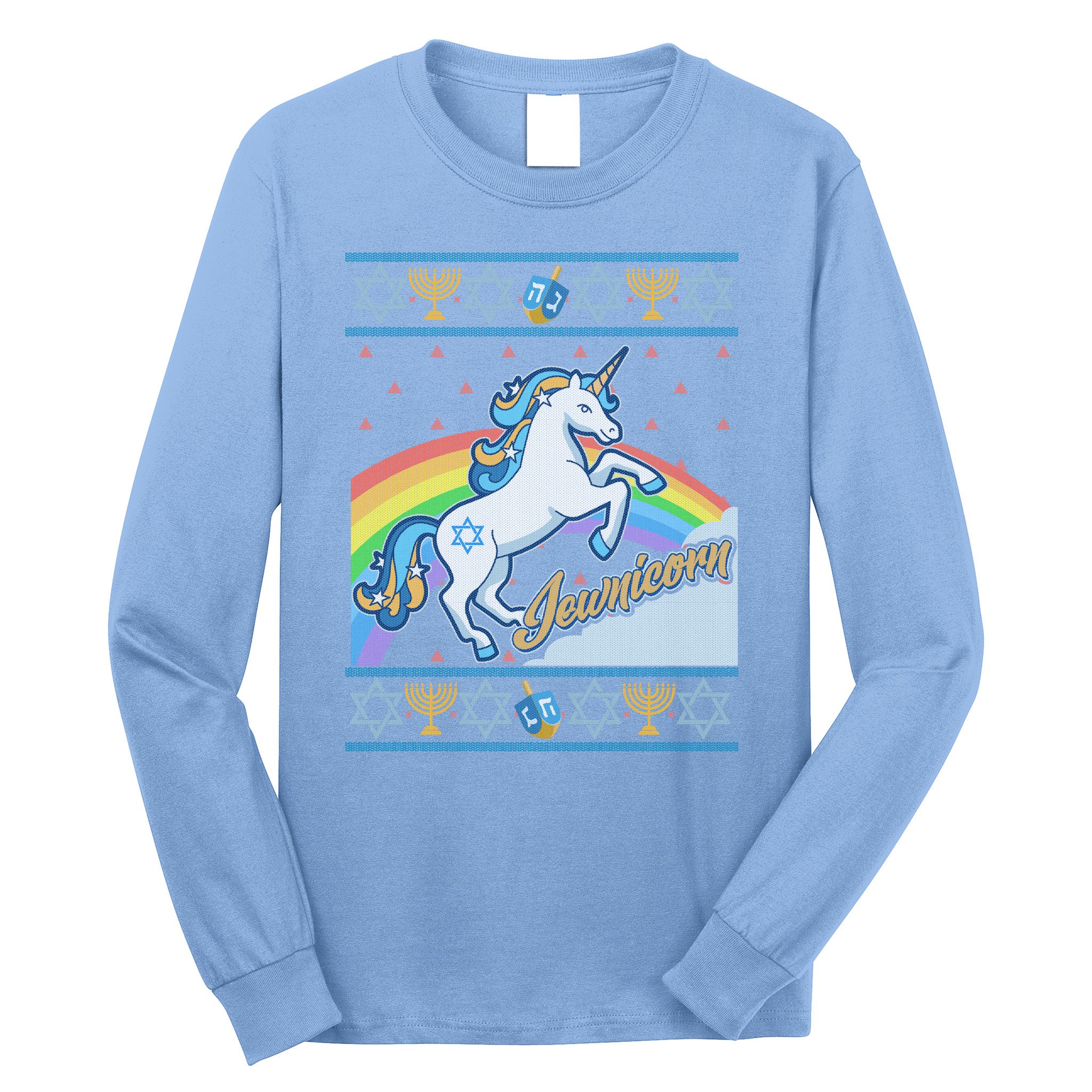 Funny Jewnicorn Unicorn Ugly Hanukkah Sweater Long Sleeve Shirt