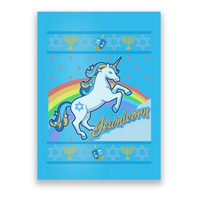 Funny Jewnicorn Unicorn Ugly Hanukkah Sweater Poster