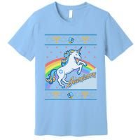 Funny Jewnicorn Unicorn Ugly Hanukkah Sweater Premium T-Shirt