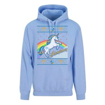 Funny Jewnicorn Unicorn Ugly Hanukkah Sweater Unisex Surf Hoodie