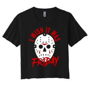 Friday Jason Voorhees Horror Movie Mask Halloween Women's Crop Top Tee