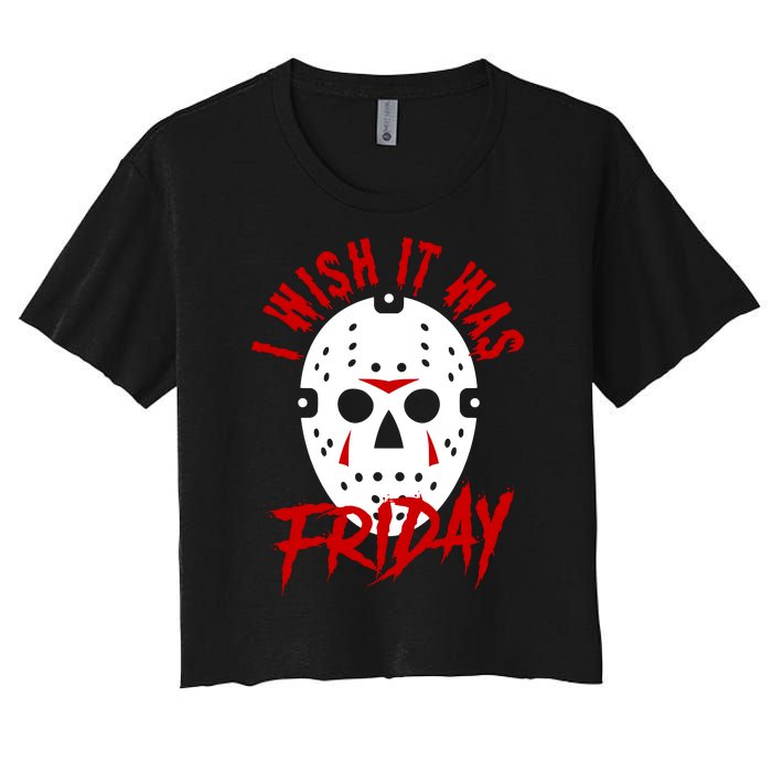 Friday Jason Voorhees Horror Movie Mask Halloween Women's Crop Top Tee