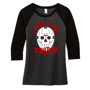 Friday Jason Voorhees Horror Movie Mask Halloween Women's Tri-Blend 3/4-Sleeve Raglan Shirt