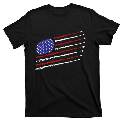 Fighter Jets With USA American Flag 4th Of July Celebration T-Shirt