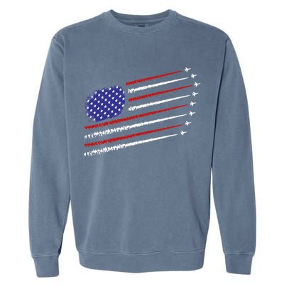 Fighter Jets With USA American Flag 4th Of July Celebration Garment-Dyed Sweatshirt