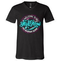 Funny Joke Welcome To The Shit Show Hope You Brought Alcohol V-Neck T-Shirt