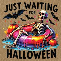 Funny Just Waiting For Halloween Skeleton Spooky Vibe Summer Cotton Canvas Backpack