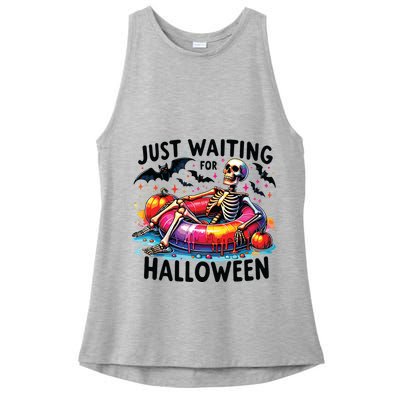 Funny Just Waiting For Halloween Skeleton Spooky Vibe Summer Ladies PosiCharge Tri-Blend Wicking Tank