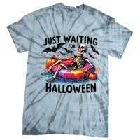 Funny Just Waiting For Halloween Skeleton Spooky Vibe Summer Tie-Dye T-Shirt