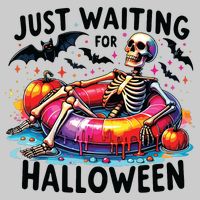 Funny Just Waiting For Halloween Skeleton Spooky Vibe Summer Tie-Dye T-Shirt