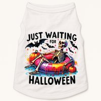 Funny Just Waiting For Halloween Skeleton Spooky Vibe Summer Doggie Tank