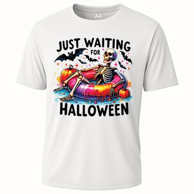Funny Just Waiting For Halloween Skeleton Spooky Vibe Summer Performance Shirt