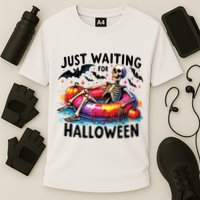 Funny Just Waiting For Halloween Skeleton Spooky Vibe Summer Performance Shirt