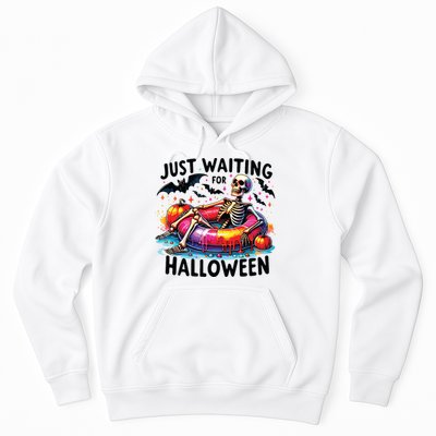 Funny Just Waiting For Halloween Skeleton Spooky Vibe Summer Hoodie