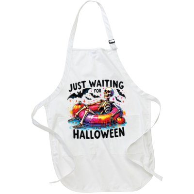 Funny Just Waiting For Halloween Skeleton Spooky Vibe Summer Apron