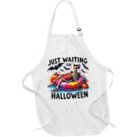 Funny Just Waiting For Halloween Skeleton Spooky Vibe Summer Apron