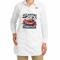 Funny Just Waiting For Halloween Skeleton Spooky Vibe Summer Apron