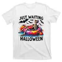 Funny Just Waiting For Halloween Skeleton Spooky Vibe Summer T-Shirt