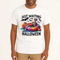Funny Just Waiting For Halloween Skeleton Spooky Vibe Summer Tall T-Shirt