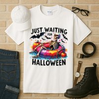 Funny Just Waiting For Halloween Skeleton Spooky Vibe Summer Tall T-Shirt