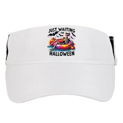 Funny Just Waiting For Halloween Skeleton Spooky Vibe Summer Adult Drive Performance Visor