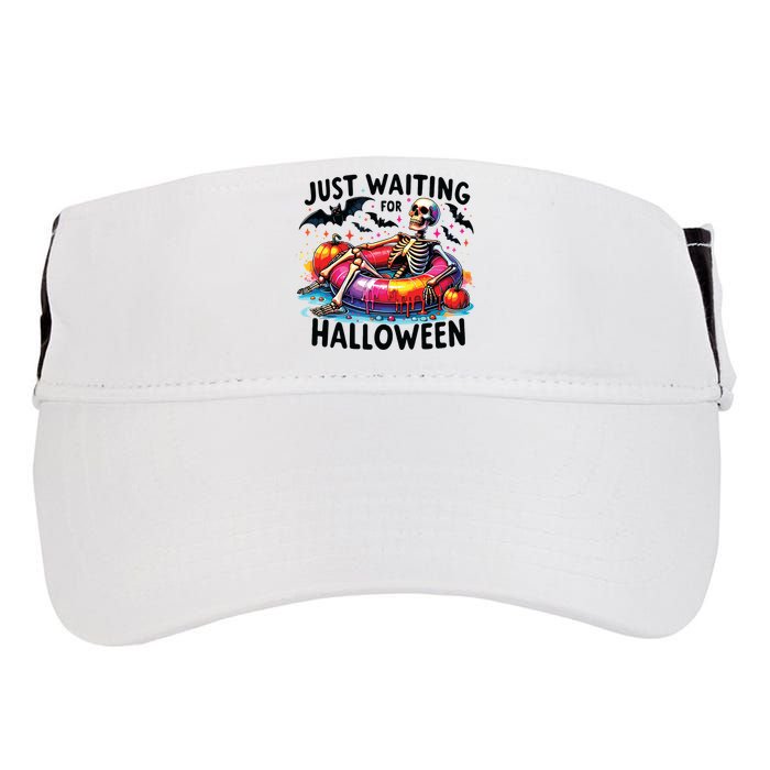 Funny Just Waiting For Halloween Skeleton Spooky Vibe Summer Adult Drive Performance Visor