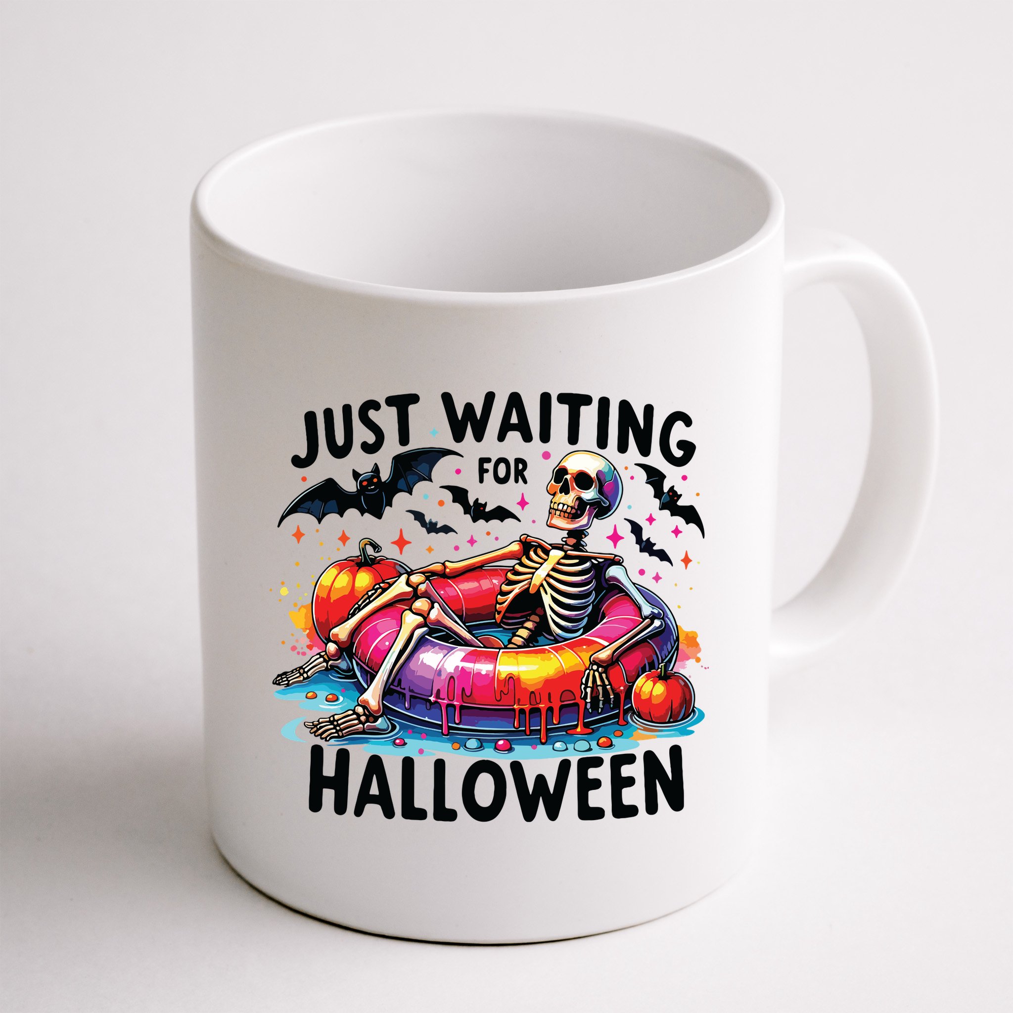 Funny Just Waiting For Halloween Skeleton Spooky Vibe Summer Mug