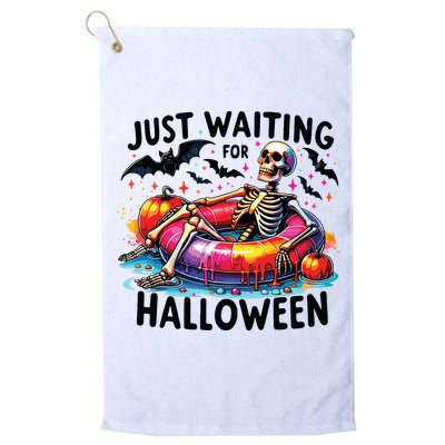 Funny Just Waiting For Halloween Skeleton Spooky Vibe Summer Golf Towel