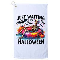 Funny Just Waiting For Halloween Skeleton Spooky Vibe Summer Golf Towel