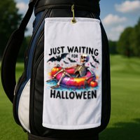Funny Just Waiting For Halloween Skeleton Spooky Vibe Summer Golf Towel