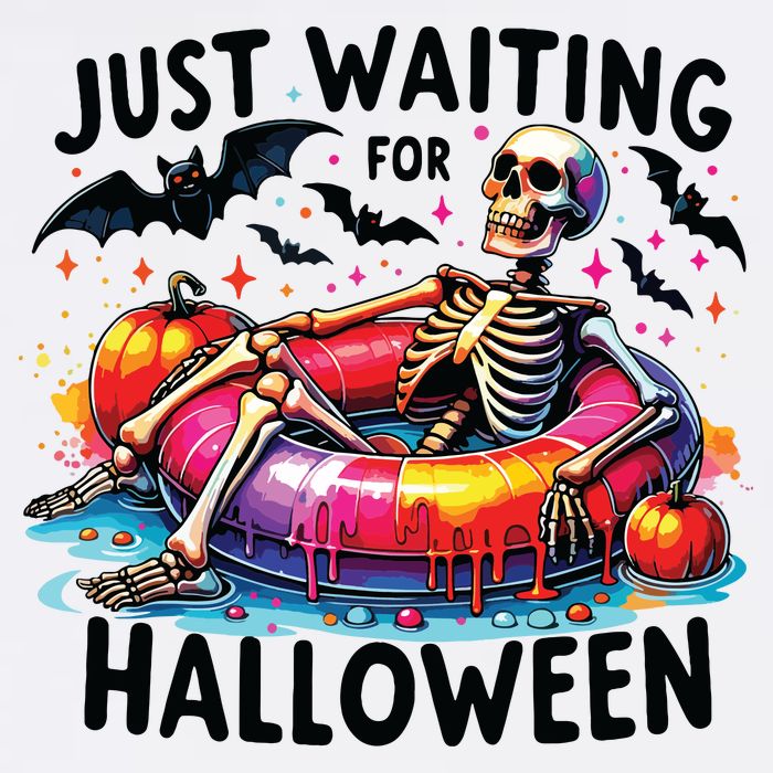 Funny Just Waiting For Halloween Skeleton Spooky Vibe Summer Toddler T-Shirt