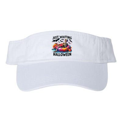 Funny Just Waiting For Halloween Skeleton Spooky Vibe Summer Visor