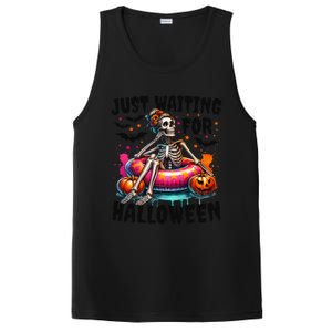 Funny Just Waiting For Halloween Skeleton Spooky Vibe Summer Gift PosiCharge Competitor Tank