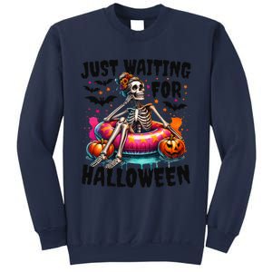 Funny Just Waiting For Halloween Skeleton Spooky Vibe Summer Gift Sweatshirt