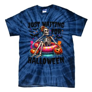 Funny Just Waiting For Halloween Skeleton Spooky Vibe Summer Gift Tie-Dye T-Shirt