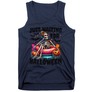 Funny Just Waiting For Halloween Skeleton Spooky Vibe Summer Gift Tank Top