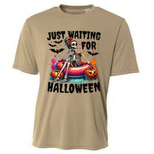 Funny Just Waiting For Halloween Skeleton Spooky Vibe Summer Gift Cooling Performance Crew T-Shirt