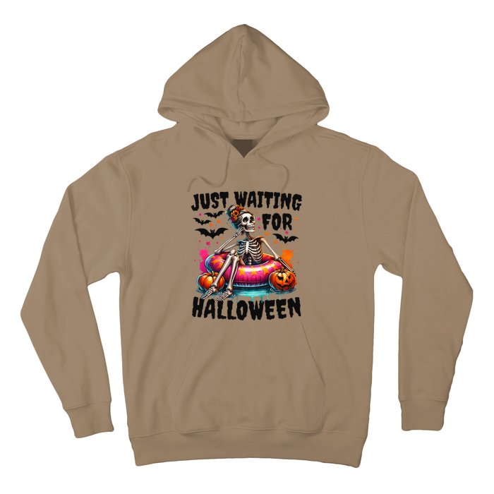 Funny Just Waiting For Halloween Skeleton Spooky Vibe Summer Gift Hoodie