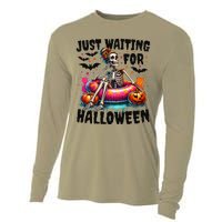 Funny Just Waiting For Halloween Skeleton Spooky Vibe Summer Gift Cooling Performance Long Sleeve Crew