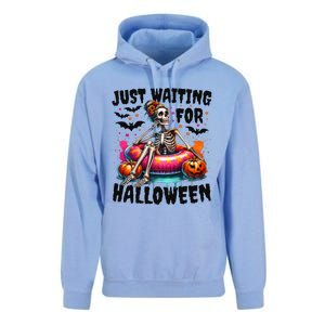 Funny Just Waiting For Halloween Skeleton Spooky Vibe Summer Gift Unisex Surf Hoodie