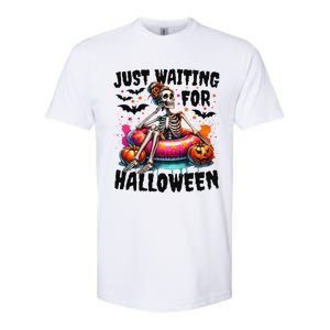 Funny Just Waiting For Halloween Skeleton Spooky Vibe Summer Gift Softstyle CVC T-Shirt