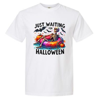 Funny Just Waiting For Halloween Skeleton Spooky Vibe Summer Garment-Dyed Heavyweight T-Shirt