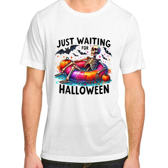 Funny Just Waiting For Halloween Skeleton Spooky Vibe Summer Adult ChromaSoft Performance T-Shirt