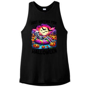 Funny Just Waiting For Halloween Skeleton Spooky Vibe Gift Ladies PosiCharge Tri-Blend Wicking Tank