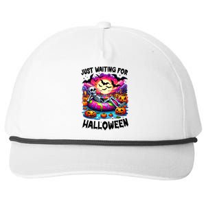 Funny Just Waiting For Halloween Skeleton Spooky Vibe Gift Snapback Five-Panel Rope Hat