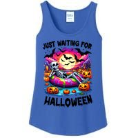 Funny Just Waiting For Halloween Skeleton Spooky Vibe Gift Ladies Essential Tank