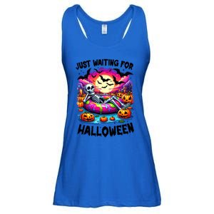 Funny Just Waiting For Halloween Skeleton Spooky Vibe Gift Ladies Essential Flowy Tank