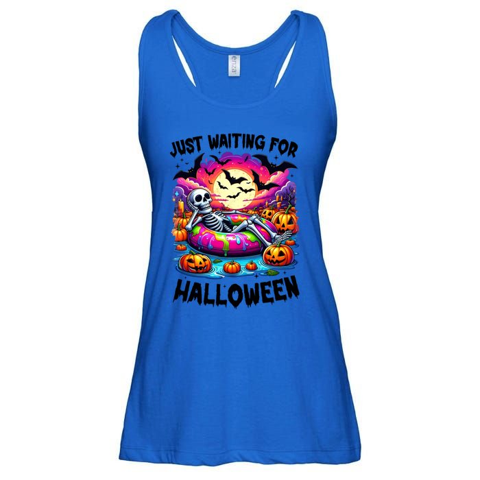 Funny Just Waiting For Halloween Skeleton Spooky Vibe Gift Ladies Essential Flowy Tank